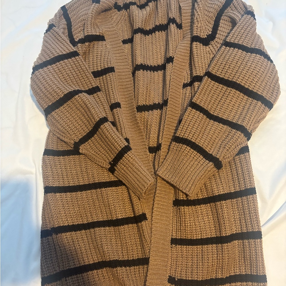 Love Tan and Black Striped Cardigan